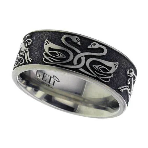 Celtic Swan &amp; Celtic Hound Titanium Wedding Ring