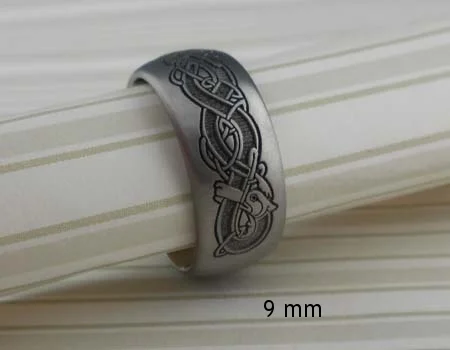 Titanium Celtic Knot with Dog Wedding Ring 9 mm wide