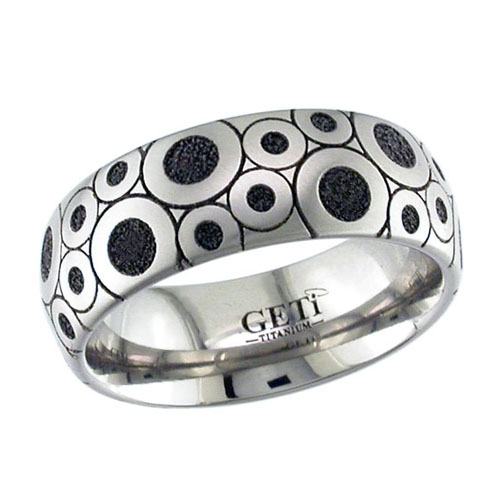 Laser Engraved Circle Titanium Wedding Ring