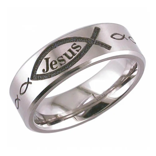 Christian Symbol Titanium Wedding Ring
