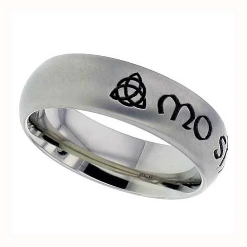 My Eternal Love in Gaelic Titanium Wedding Ring
