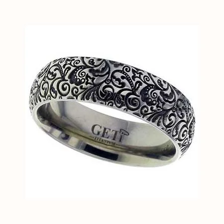 Fancy Vine Titanium Wedding Ring