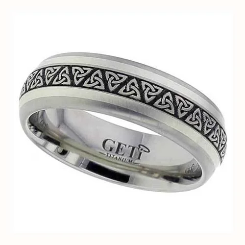 Trinity Knot Wedding Ring with 9K White Inlay