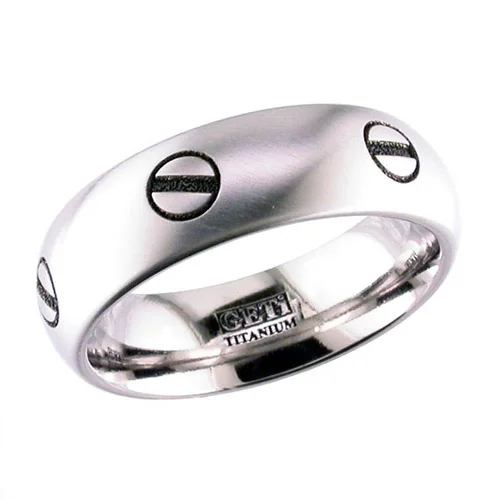 Titanium Wedding Ring with Screw Design
