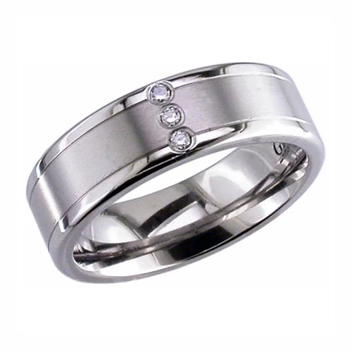 Titanium Wedding Ring with Diamonds