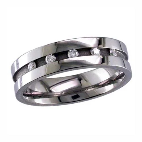 Channel Set Diamond Titanium Wedding Ring