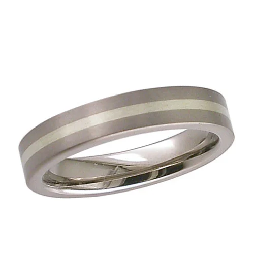 Titanium Wedding Ring with 1.5mm 9K White Gold Stripe