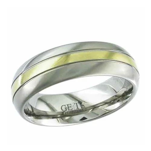 Titanium Wedding Ring with 18K Yellow Gold Inlay
