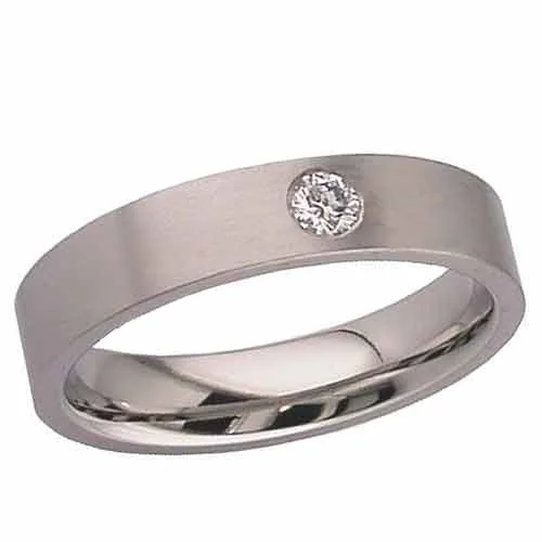 Titanium Wedding Ring with .12 Diamond