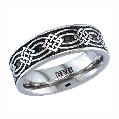 Flat Celtic Weave Titanium Wedding Ring