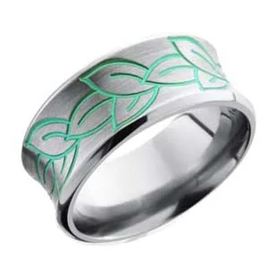 Titanium Wedding Ring with Leaf Design