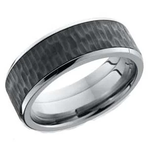 Titanium Wedding Ring with Tree Bark Zirconium