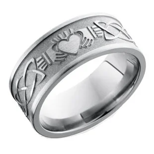 Titanium Wedding Ring with Claddagh Celtic Design