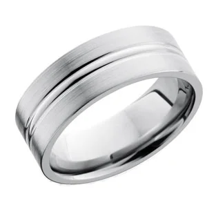 Flat Titanium Wedding Ring with Center Dome