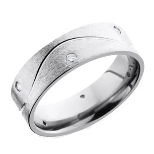 Titanium Wedding Ring with Half Infinity Design and Diamonds