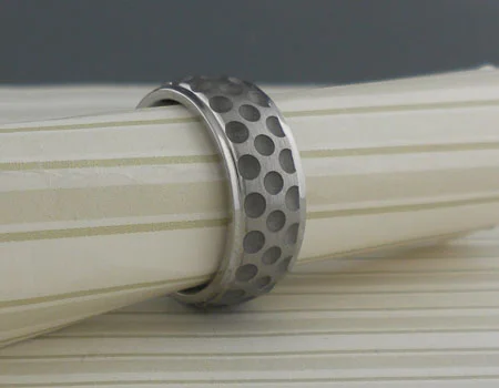Titanium Wedding Ring with Golf Ball Design