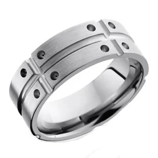 Segmented Matrix Titanium Wedding Ring with Divots