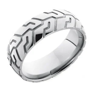Motorcycle Tire Tread Wedding Ring in Titanium