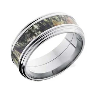 Camo and Titanium Wedding Ring with Rounded Edges