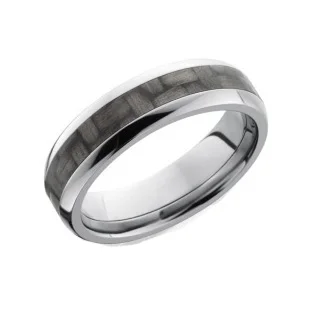 Domed Titanium and Carbon Fiber Wedding Ring