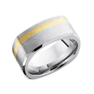 Cobalt Chrome Square Wedding Ring with 14K Yellow Inlay