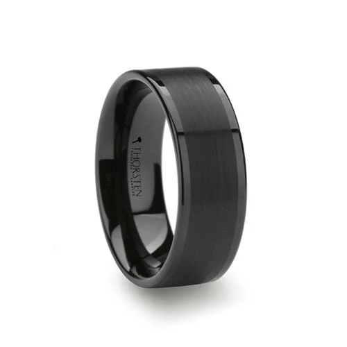 Thorsten Vulcan Black Tungsten Wedding Ring 8 mm wide