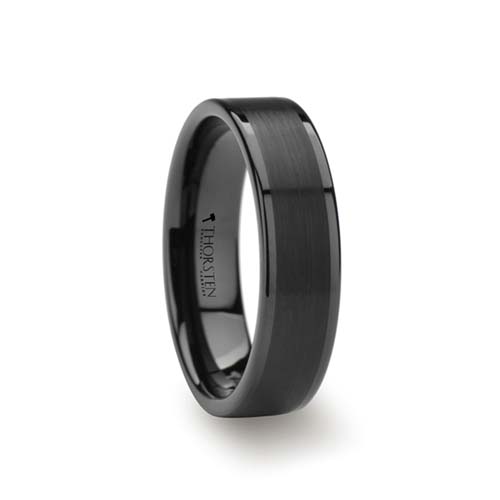 Thorsten SAN Antonio Flat Black Brushed Finish Tungsten Ring 6mm Wide Wedding Band from Roy Rose Jewelry