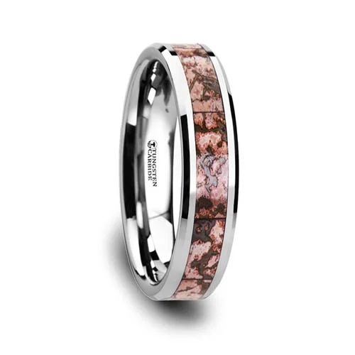 Pink Dinosaur Bone Wedding Ring 4 mm wide