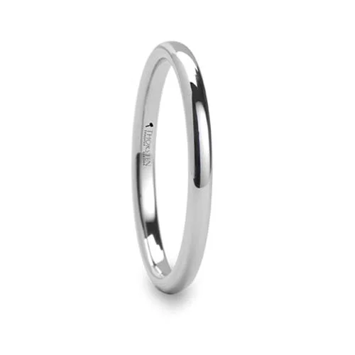 Arlington Round White Tungsten Wedding Ring 2 mm wide