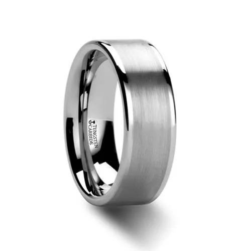 Wayne Pipe Cut White Tungsten Wedding Ring 8 mm wide