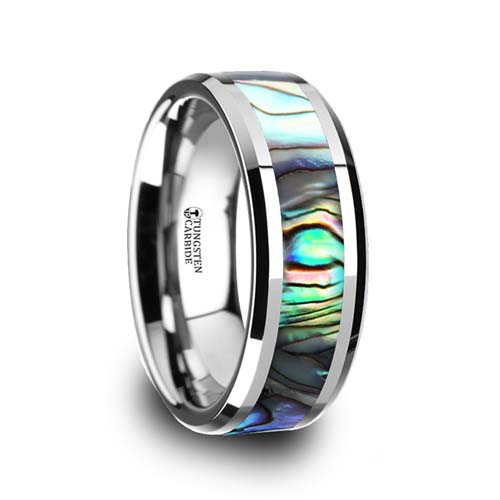 Thorsten Corinthian Beveled Edge Flat Tungsten Carbide Ring 10mm Wide Wedding Band from Roy Rose Jewelry