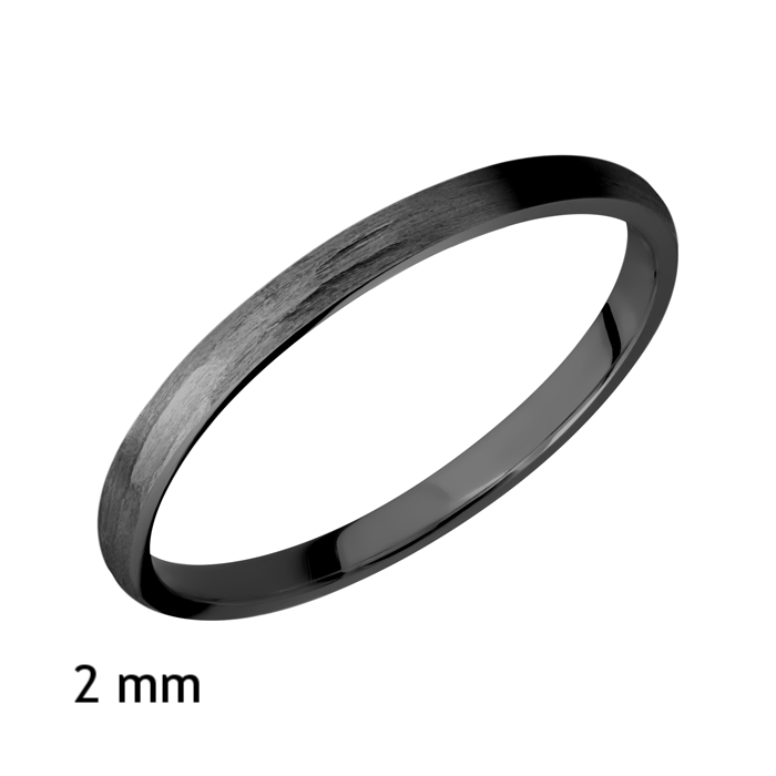 2 mm Tree Bark Black Zirconium Wedding Ring