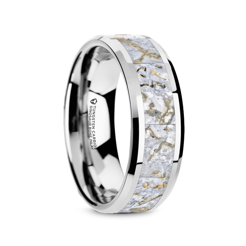 White Dinosaur Bone Wedding Ring