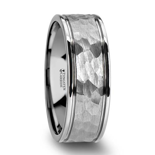 Thorsten Hammered White Tungsten Wedding Ring