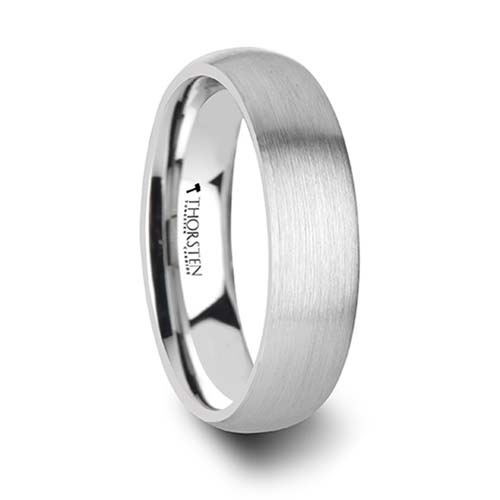 Pythius Round Brushed White Tungsten Wedding Ring