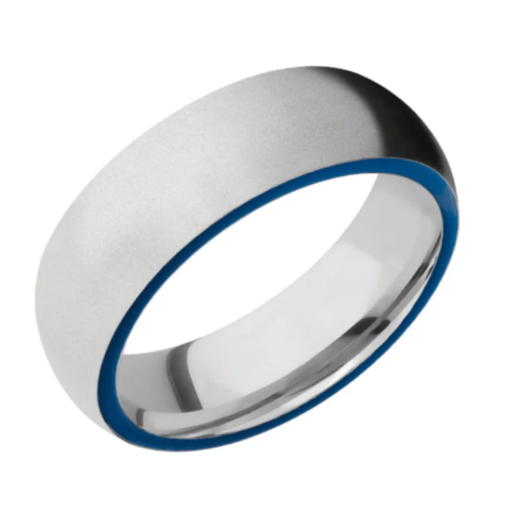 Domed Profile Cobalt Chrome Wedding Ring Thin Blue Line