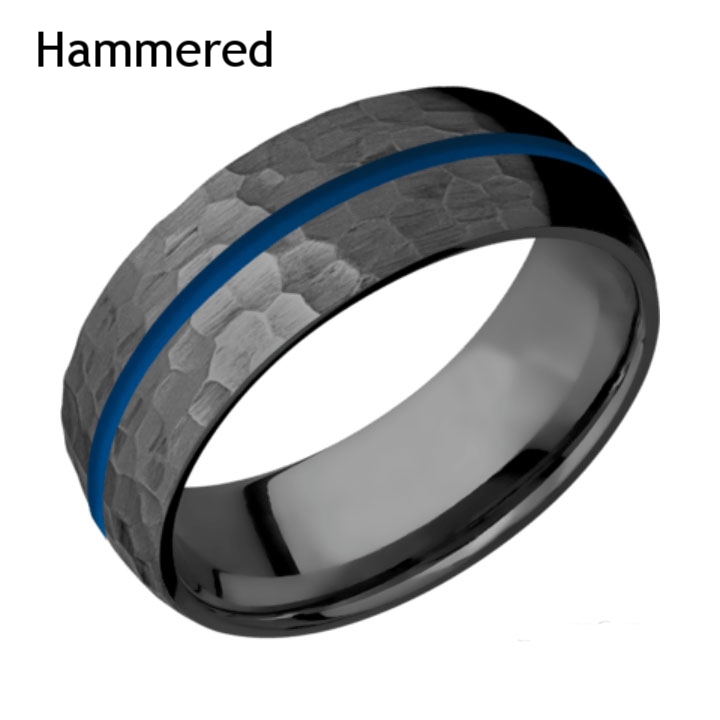 Moedig Met pensioen gaan Dankbaar Domed Black Zirconium Wedding Ring with 1 mm Thin Blue Line Inlay — Unique  Titanium Wedding Rings