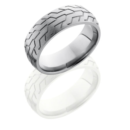 Titanium Motorcycle Tire Tread Wedding Ring