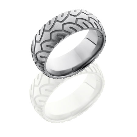 Cycle Tire Tread Titanium Wedding Ring