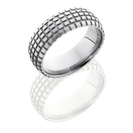 Cycle Trails Tire Tread Wedding Ring in Titanium