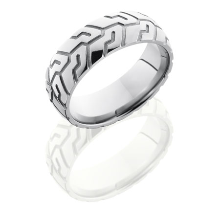 Motorcycle Tire Tread Wedding Ring in Titanium