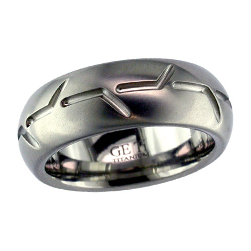 Titanium Wedding Ring with Motorbike Tire