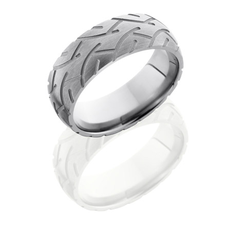 Motorcycle Tire Tread Titanium Wedding Ring