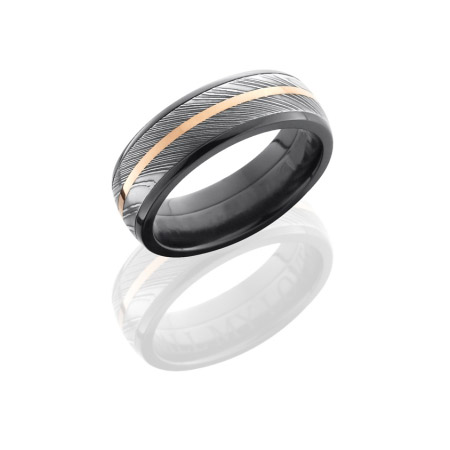 Black Zirconium and Damascus Steel with 14K Rose Gold