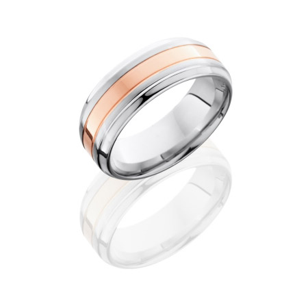 Cobalt Chrome Wedding Ring with 14k Rose Gold Inlay