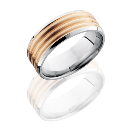 Cobalt Chrome Wedding Ring with 6 mm 14K Rose Gold