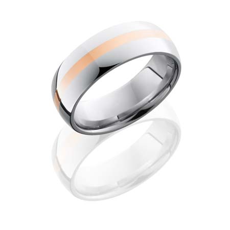 Cobalt Chrome Wedding Ring with 14K Rose Gold Stripe