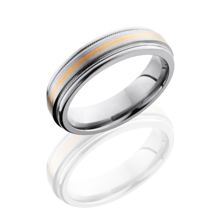 Titanium Wedding Ring with Rose Gold Inlay