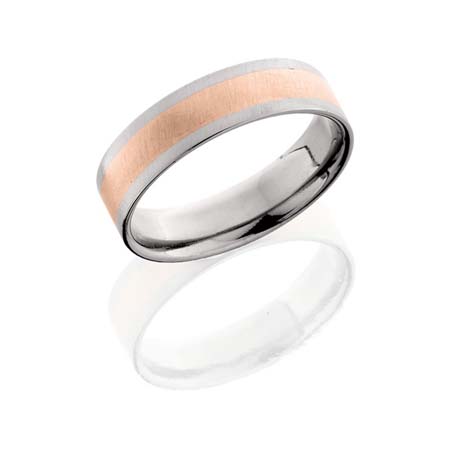 Titanium Wedding Ring with Rose Gold Inlay