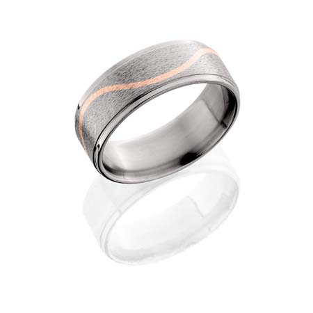 Titanium Wedding Ring with Rose Gold Wave Design